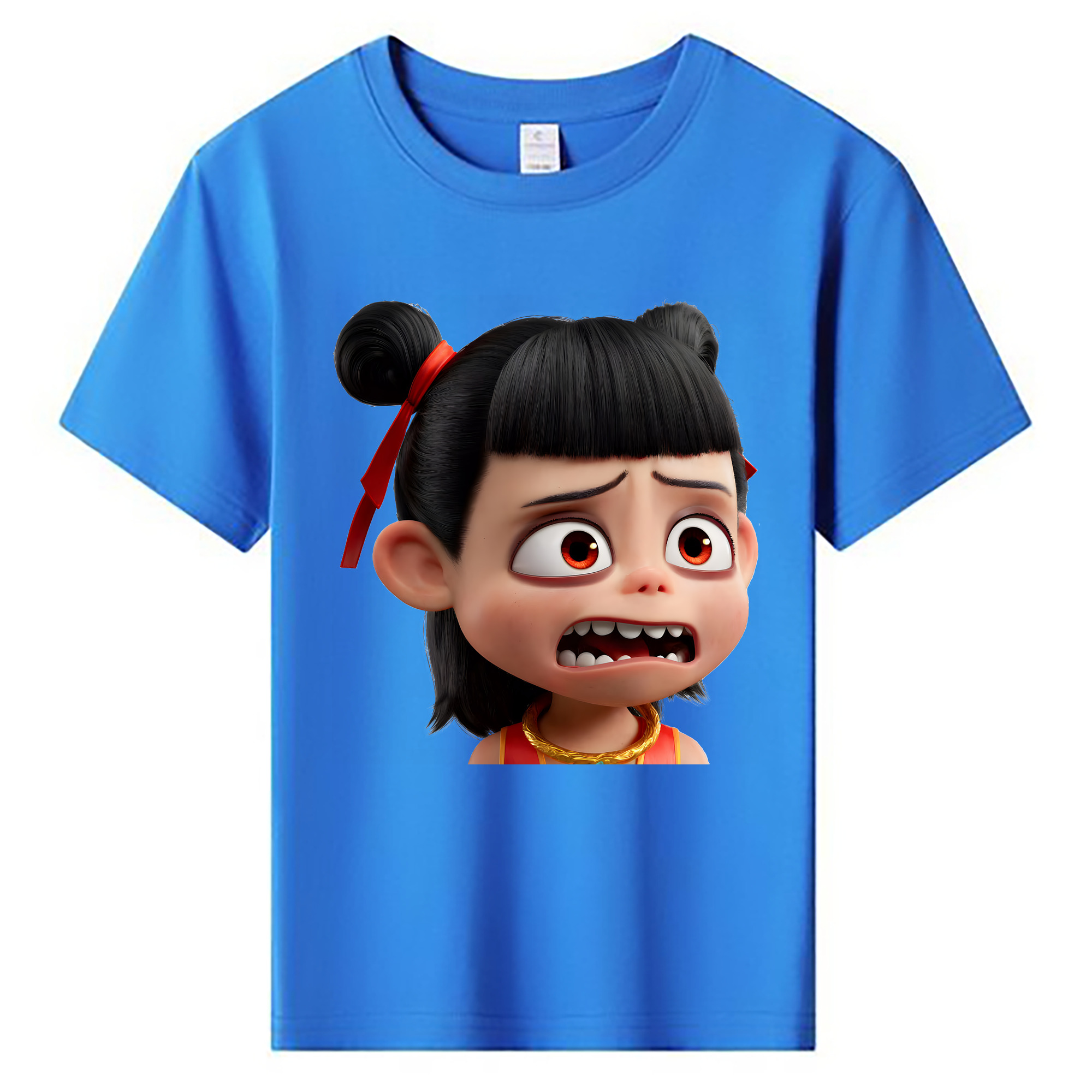 （画像用） Ne Zha 2 ナタ 魔童の大暴れ 綿100％キッズTシャツ（フロントプリント）